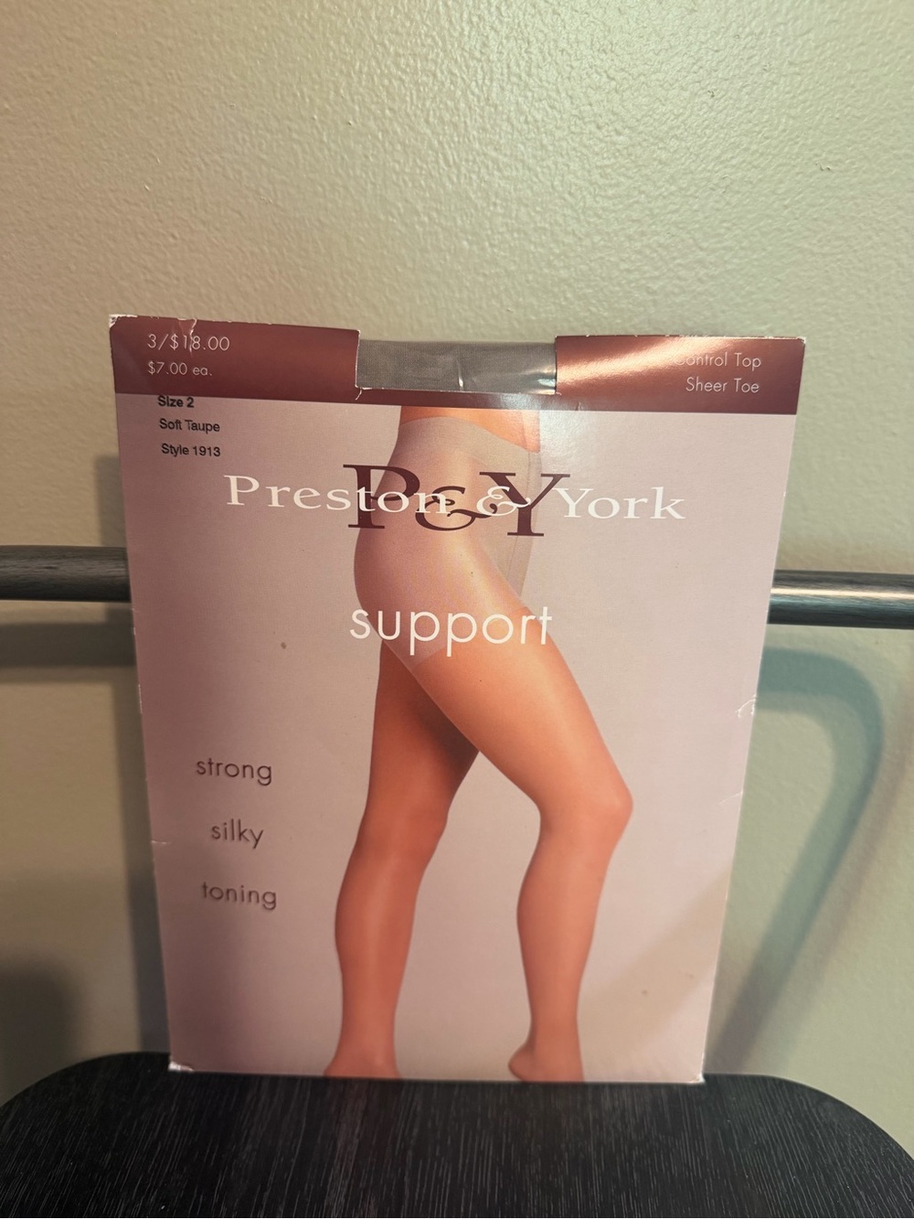 Preston & York Support Pantyhose Soft Taupe Control Top Sheer Toe Size 2